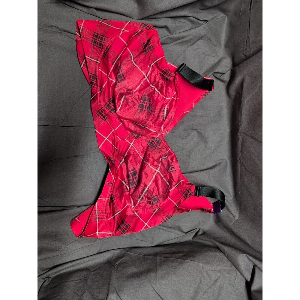 Catherines Intimates Bra Red Plaid/Check No Wire Back Smoother 54C